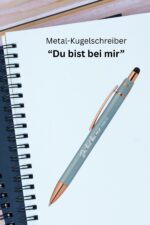 Metall-Kugelschreiber "Du bist bei mir" (Hellblau)