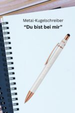 Metall-Kugelschreiber "Du bist bei mir" (Weiß)