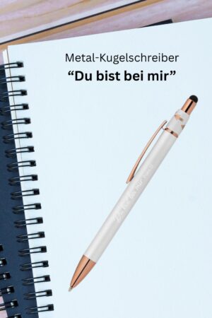 Metall-Kugelschreiber "Du bist bei mir" (Weiß)